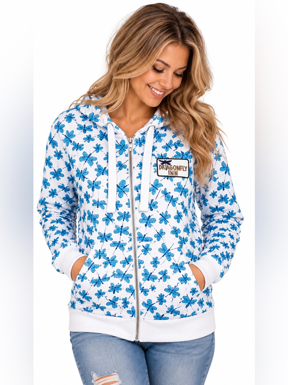 Gilmore Girls Dragonfly Inn All Over Print Full Zip Hoodie Warner Bros. NWOT